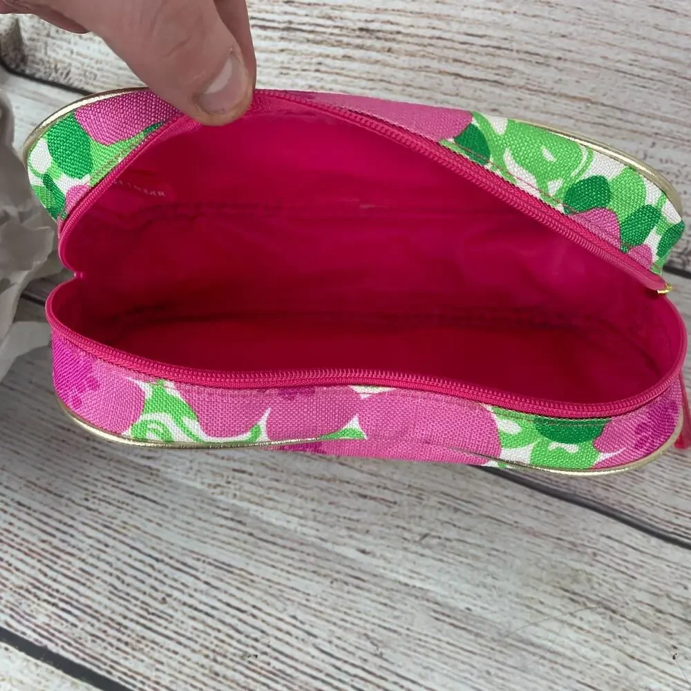Lilly Pulitzer for Estee Lauder Pink Floral Cosmetic Travel Makeup Bag Zip